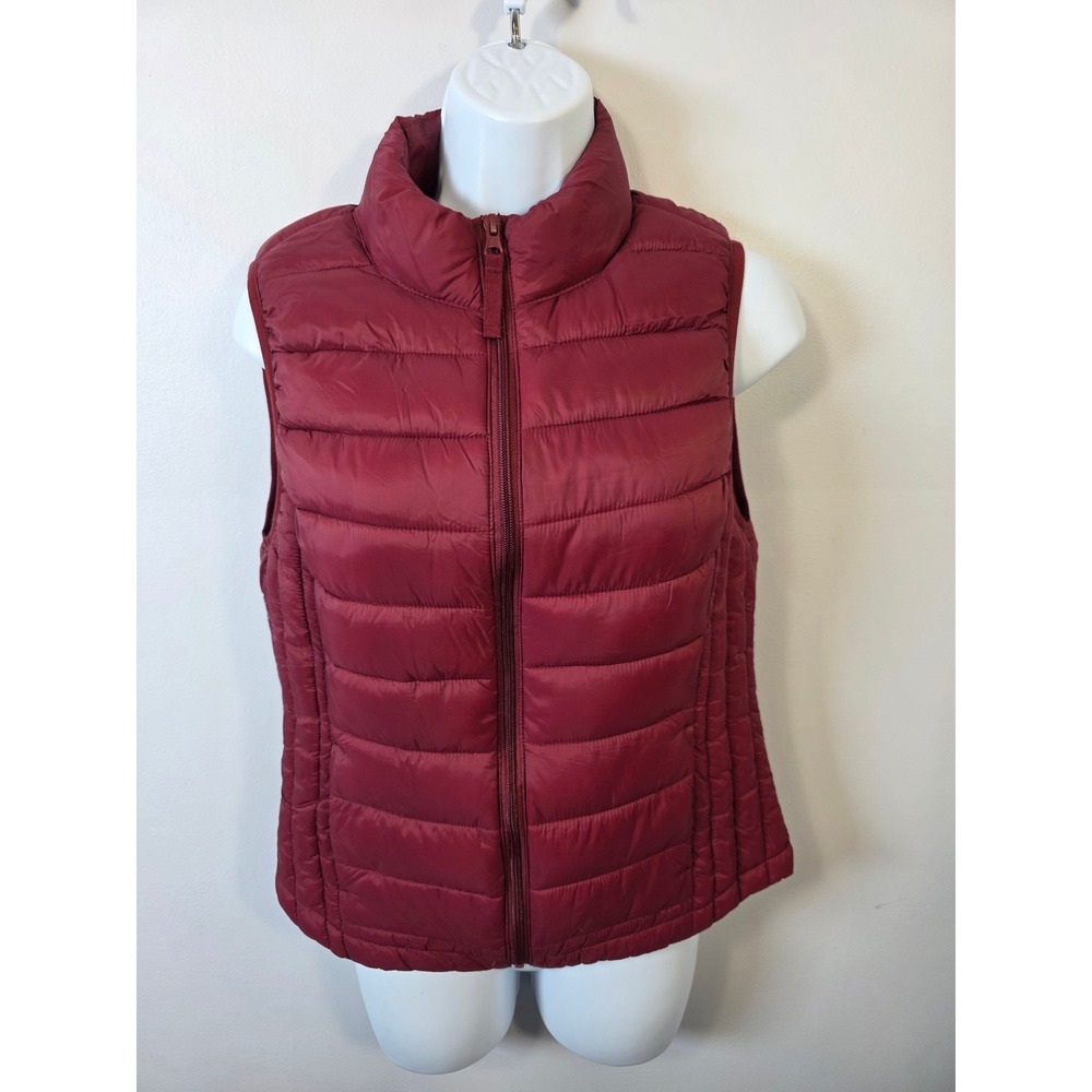 Love Tree Ultra Light Packable Puffer Vest Burgundy Wine Red Medium Sleeveless